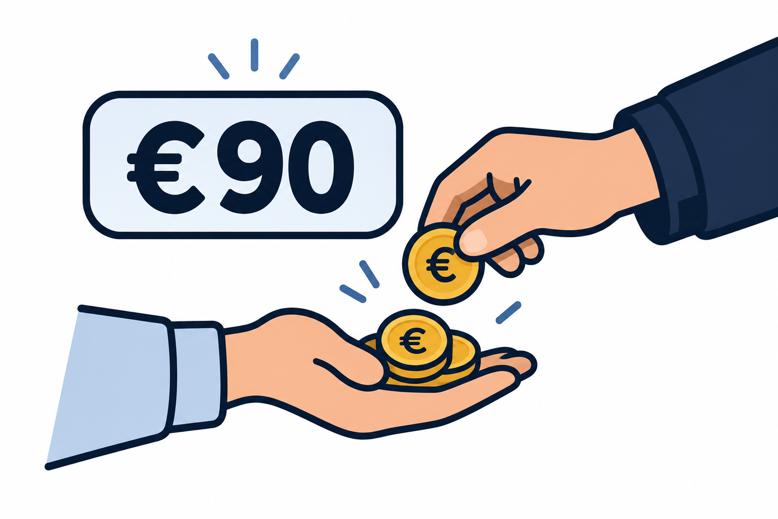 Обмен монет и ценник €90